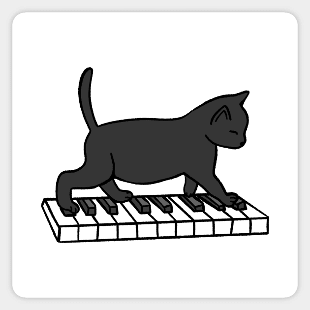 Cat Playing Piano Sticker by Kelly Louise Art